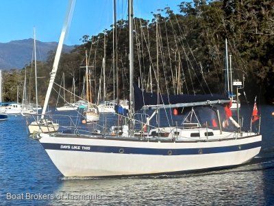 Alan Pape Ebbtide Steel cutter rigged sloop.