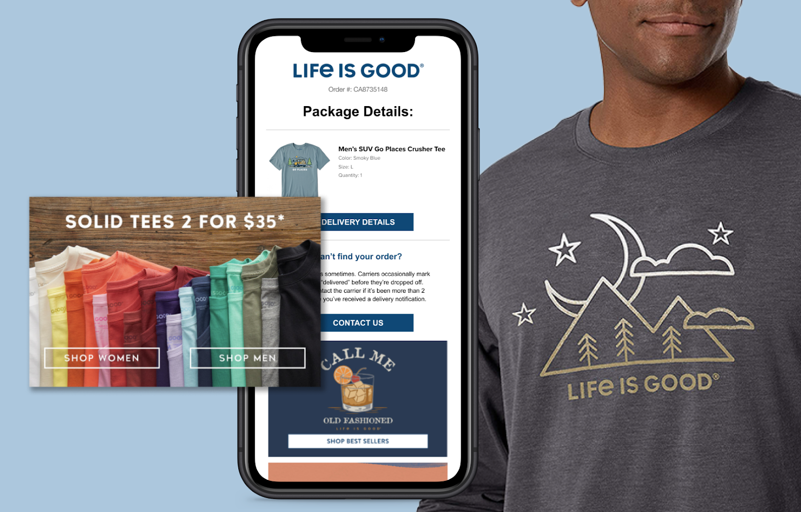 Life is Good package tracking email example